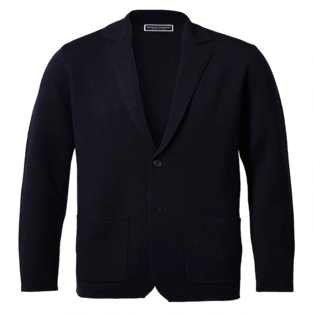 Charles Tyrwhitt Navy Blue Extra Fine Merino Wool Blazer Small Quiet Luxury EUC